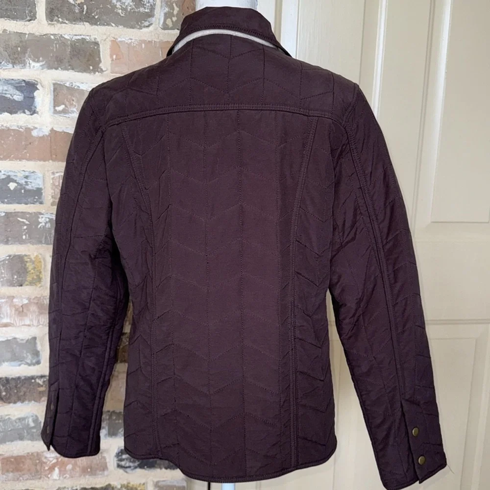 Chadwick’s Brown Barn Jacket Brown Quilted Soft Velour Fleece Lined Toggles Sz M - Picture 3 of 12